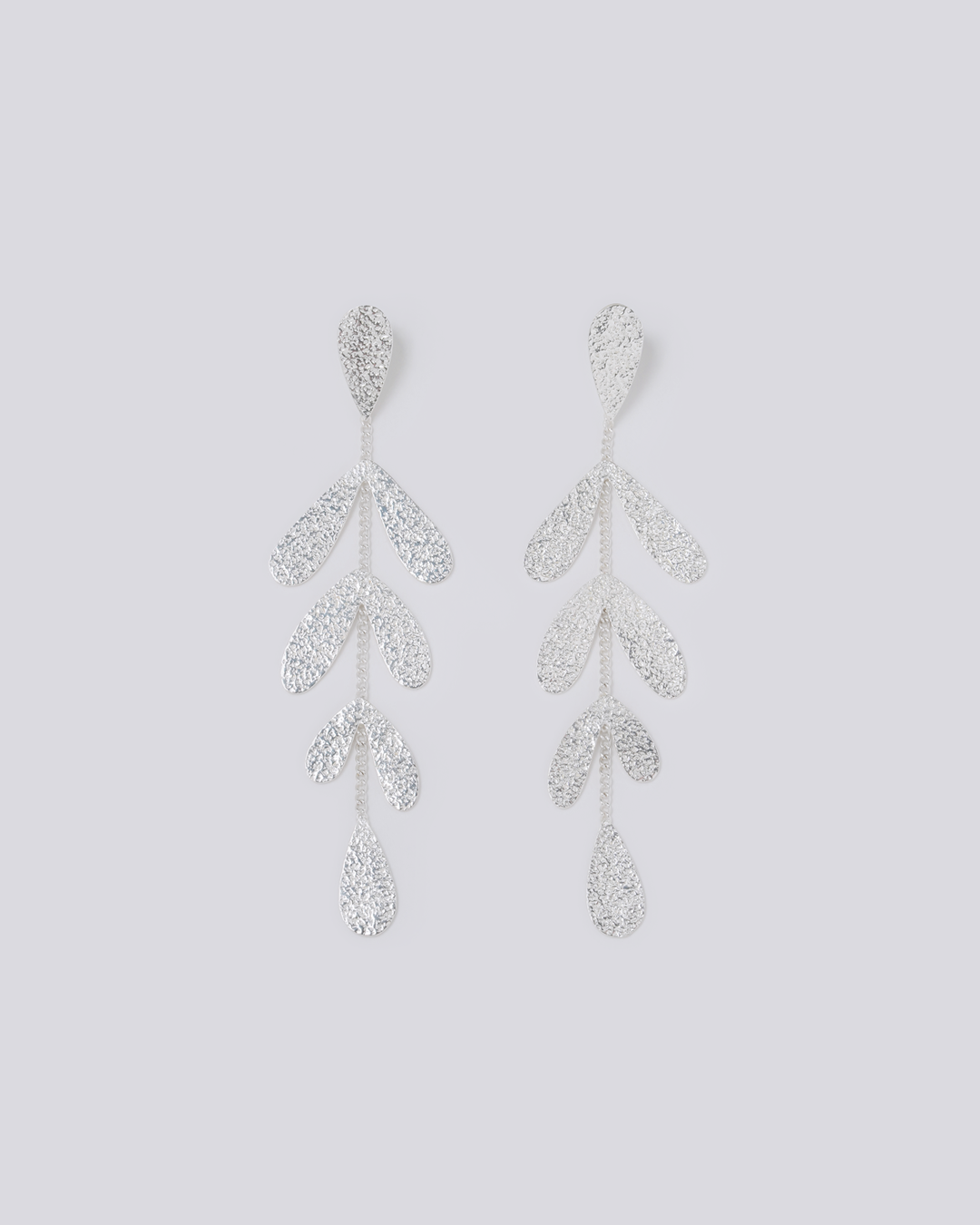 Silver long 2024 leaf earrings